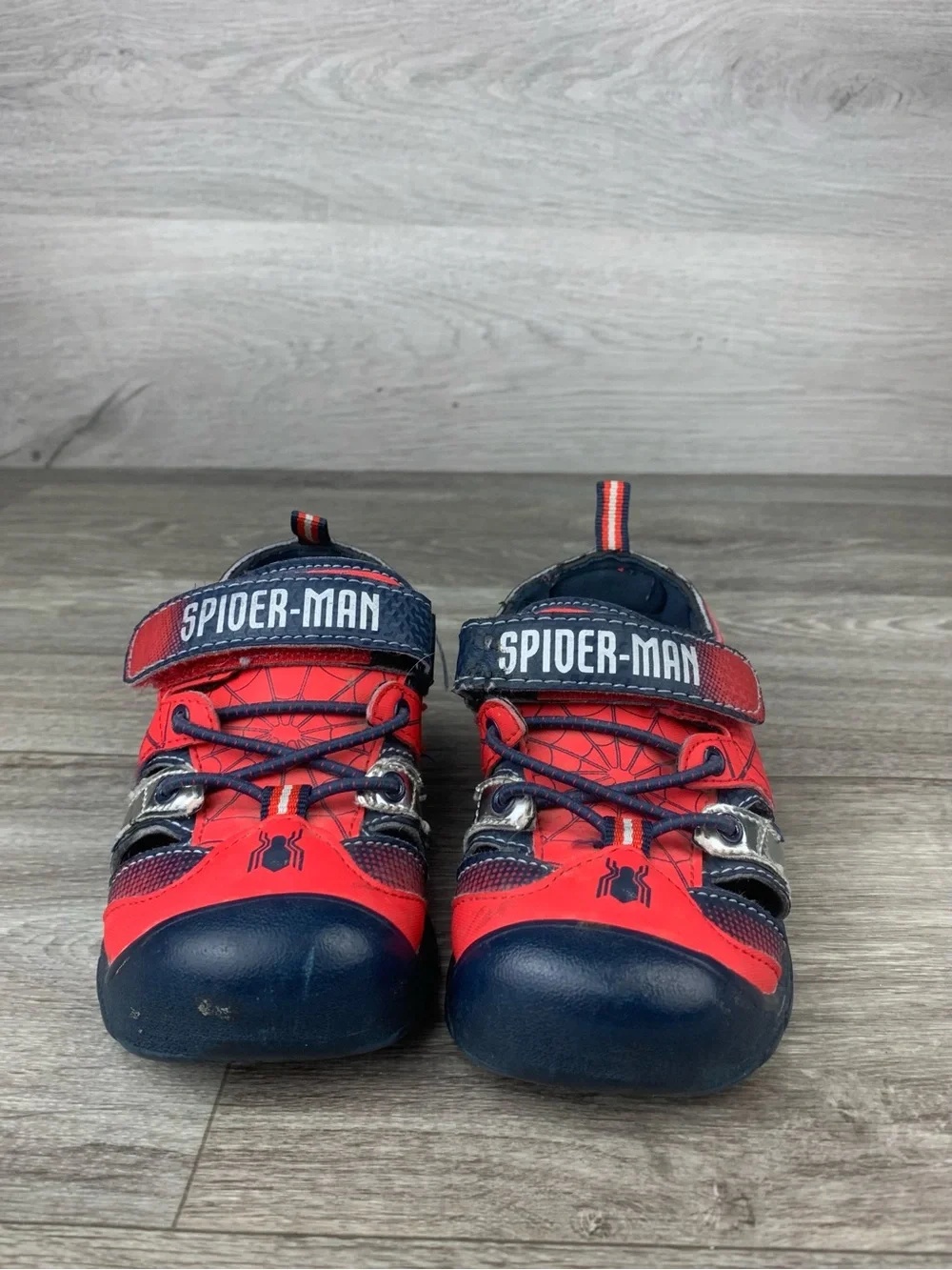Light Up Marvel Spider-Man Boys 9 Toddler Closed Toe Sandals Red Blue